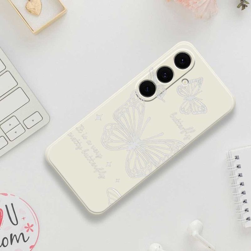 Case Hoesje Samsung Galaxy S25 Fe Telefoonhoesje Siliconen Met Witte Vlinder