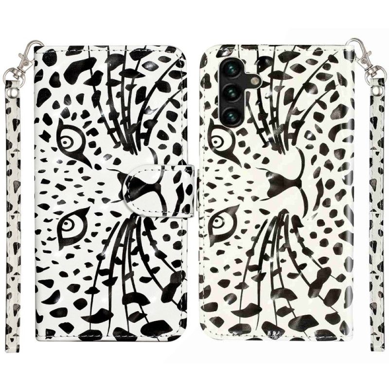 Flip Case Leren Samsung Galaxy S25 Fe Luipaardkop Met Koord