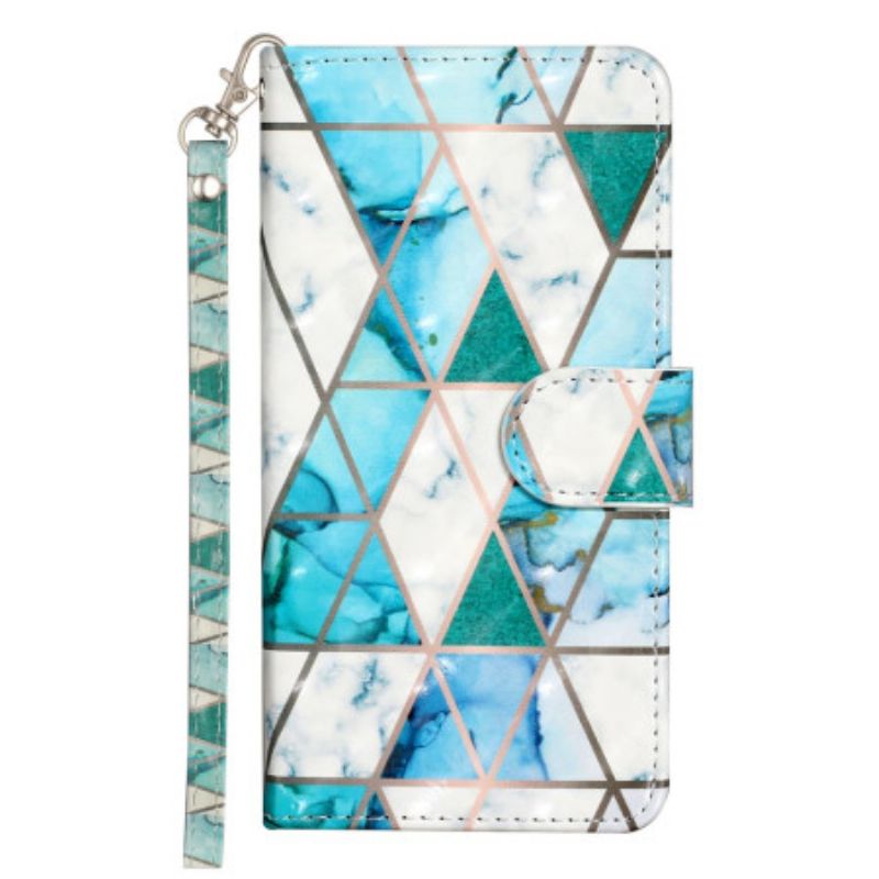 Folio-hoesje Samsung Galaxy S25 Fe Telefoonhoesje Blauw Marmer Met Koord