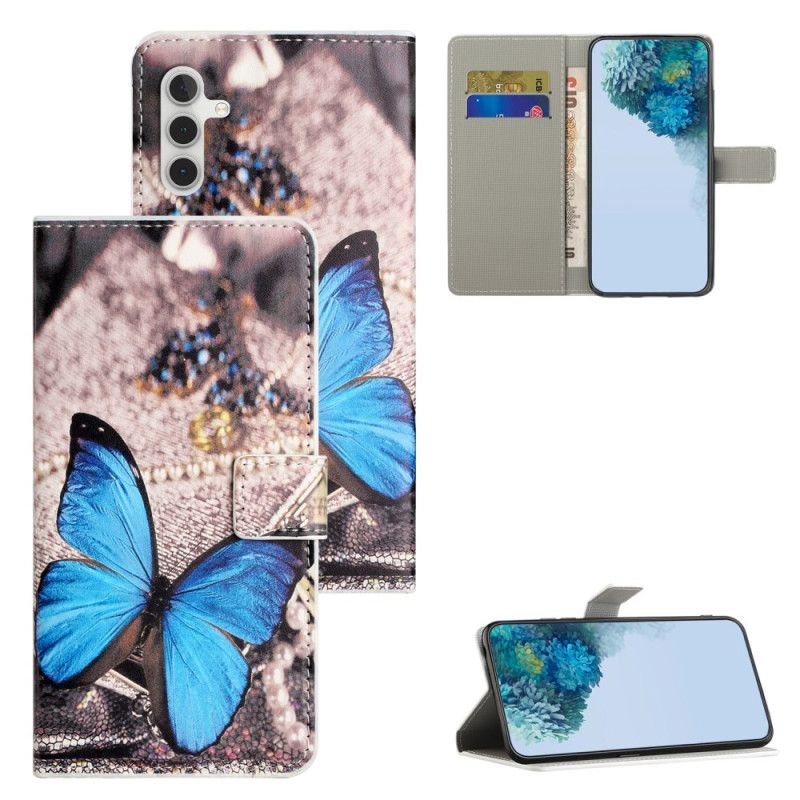 Folio-hoesje Samsung Galaxy S25 Fe Telefoonhoesje Klassieke Blauwe Vlinder