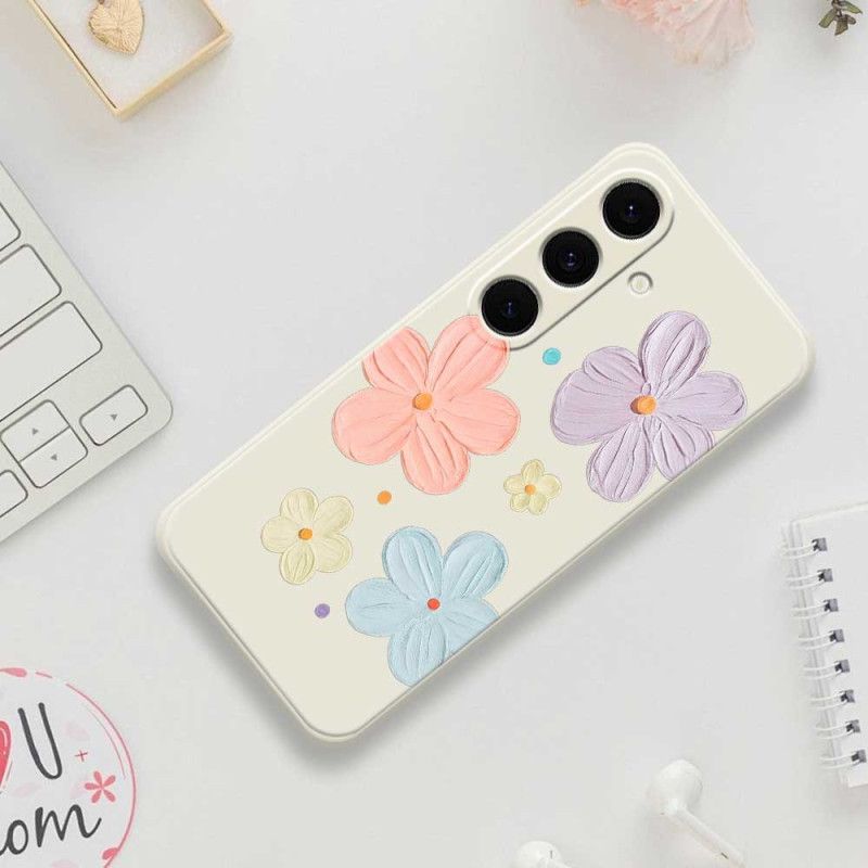 Hoesje Samsung Galaxy S25 Fe Siliconen Met Pastelkleurige Bloemen Bescherming Hoesje