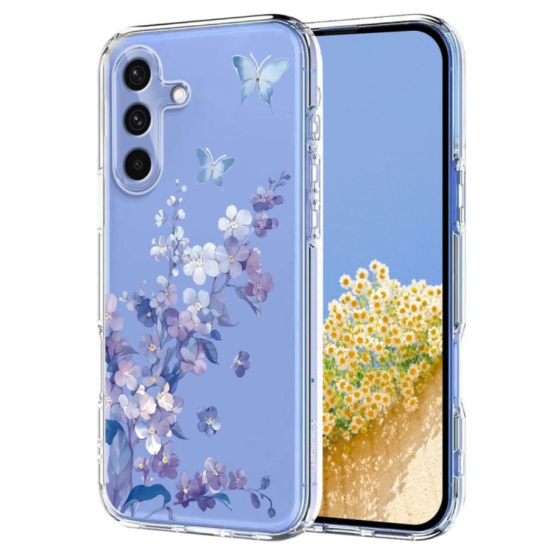 Hoesje Samsung Galaxy S25 Fe Transparant Bloemen- En Vlinderdesign Bescherming Hoesje