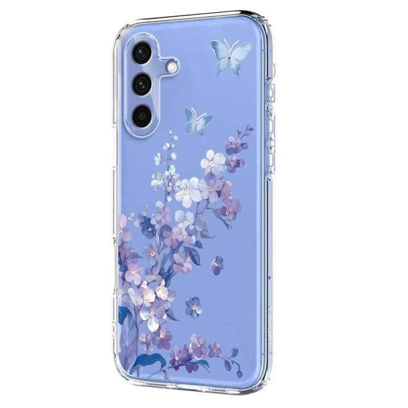 Hoesje Samsung Galaxy S25 Fe Transparant Bloemen- En Vlinderdesign Bescherming Hoesje