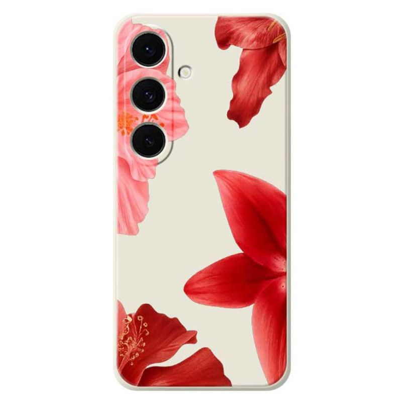Hoesje Voor Samsung Galaxy S25 Fe Siliconen Met Rode Bloemenprint