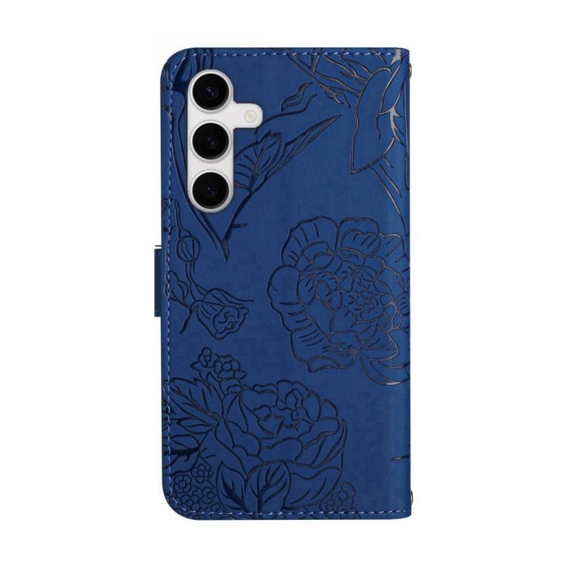 Leren Hoesje Samsung Galaxy S25 Fe Bandje Met Vlinderprint
