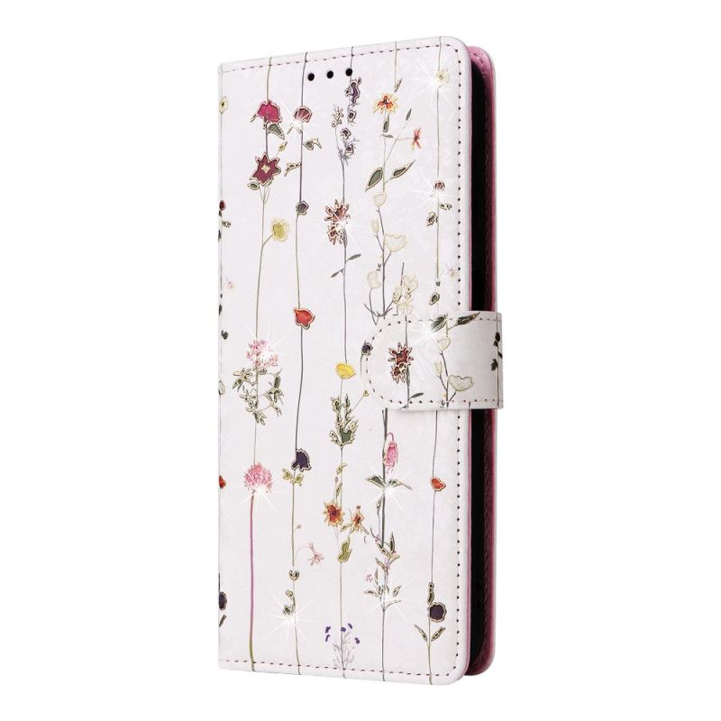 Leren Hoesje Samsung Galaxy S25 Fe Bloemenprint Bescherming Hoesje