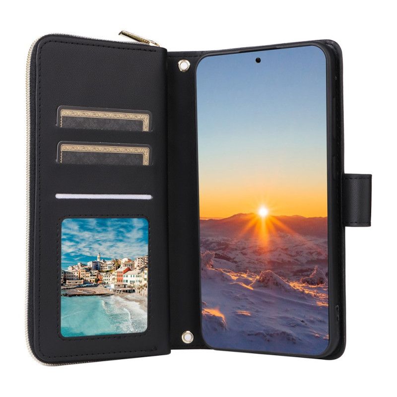 Leren Hoesje Samsung Galaxy S25 Fe Gewatteerd Met Bandje En Schouderband Bescherming Hoesje