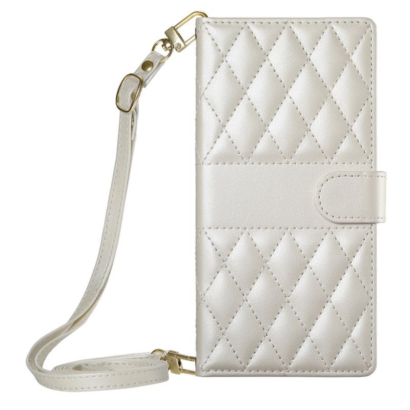 Leren Hoesje Samsung Galaxy S25 Fe Gewatteerde Portemonnee Met Riempjes Bescherming Hoesje