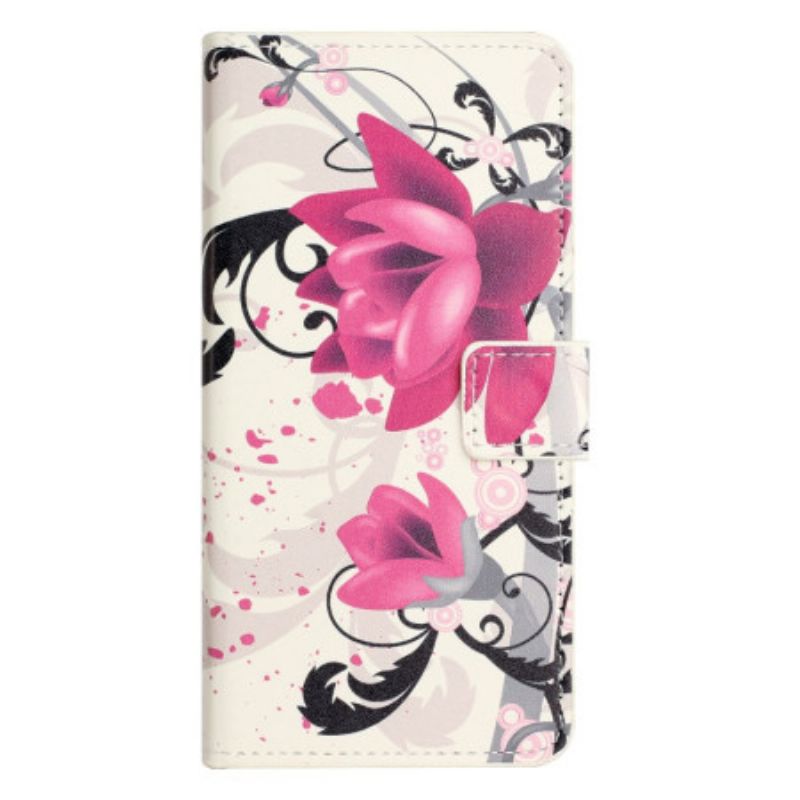 Leren Hoesje Samsung Galaxy S25 Fe Lotusmotief