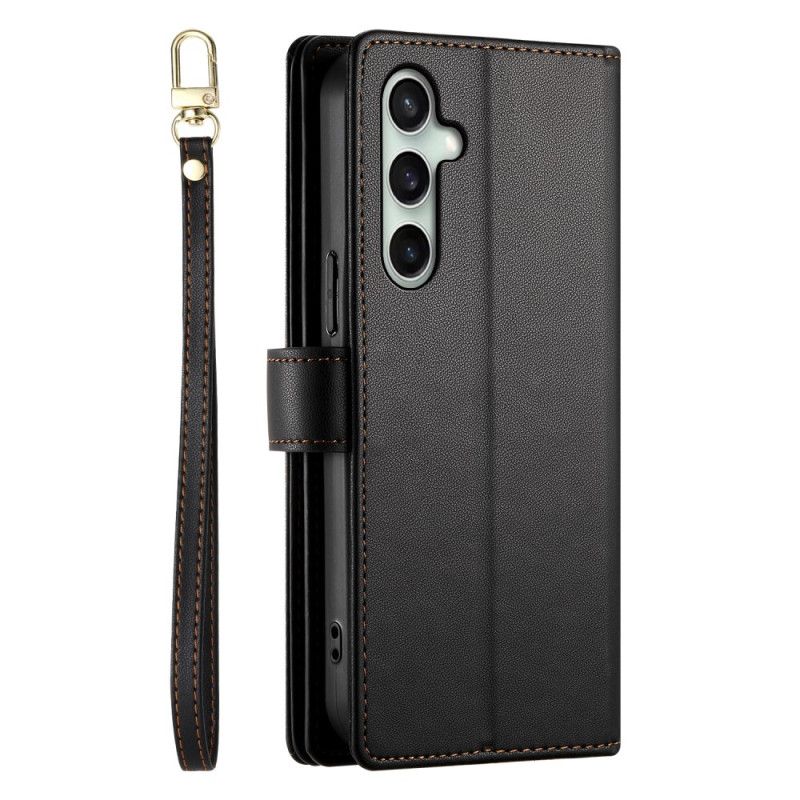 Leren Hoesje Samsung Galaxy S25 Fe Portemonnee En Bandjes Bescherming Hoesje