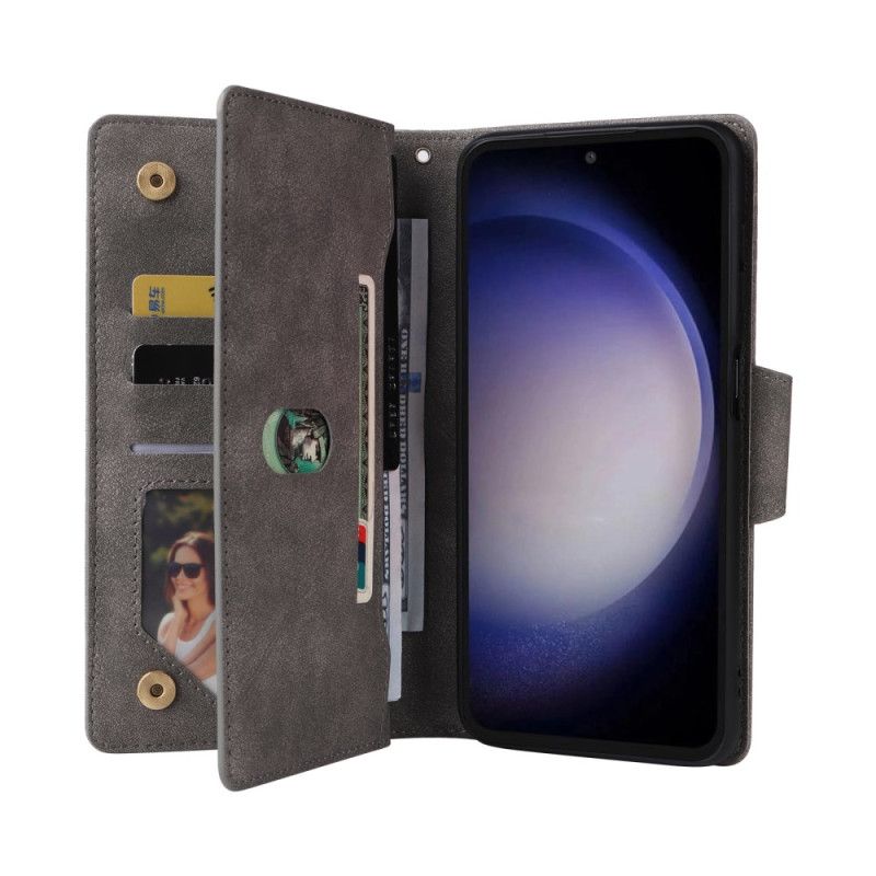 Leren Hoesje Samsung Galaxy S25 Fe Portemonnee Met Rits Bescherming Hoesje