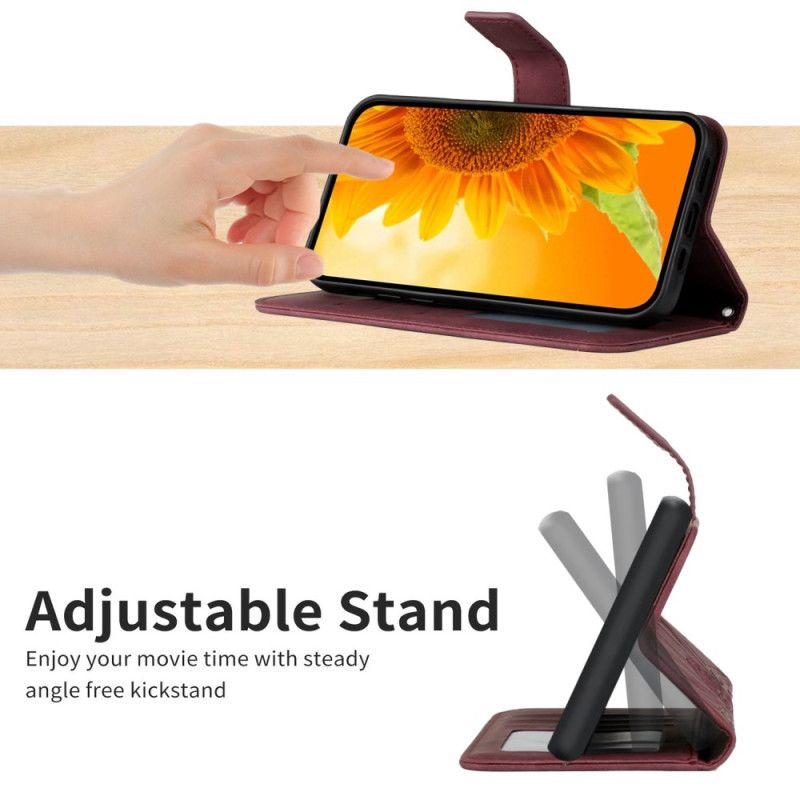 Leren Hoesje Samsung Galaxy S25 Fe Schouderband Met Zonnebloemprint Bescherming Hoesje