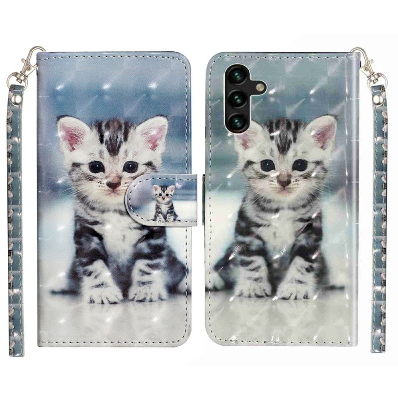 Leren Hoesje Voor Samsung Galaxy S25 Fe Katje Met Koord