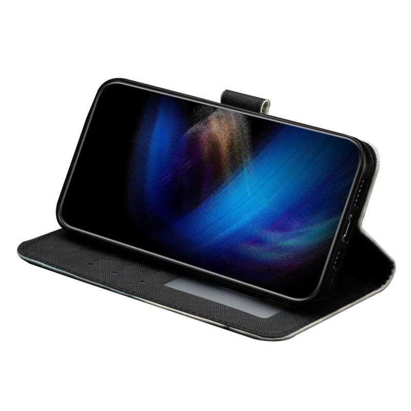 Leren Hoesje Voor Samsung Galaxy S25 Fe Katje Met Koord