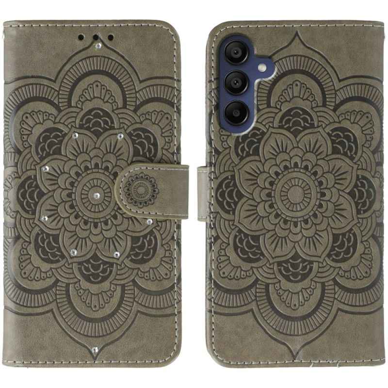 Leren Hoesje Voor Samsung Galaxy S25 Fe Mandala En Strass-steentjes
