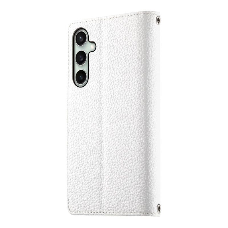 Leren Hoesje Voor Samsung Galaxy S25 Fe Leren Portemonnee Met Ritssluiting En Riempjes