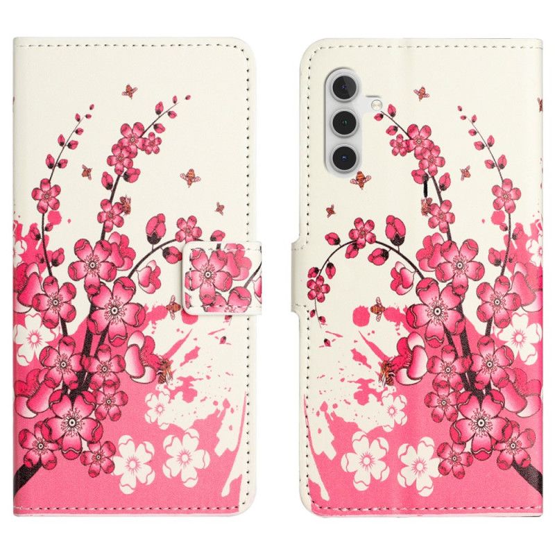 Leren Hoesje Voor Samsung Galaxy S25 Fe Pruimenbloesems