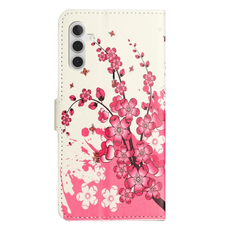 Leren Hoesje Voor Samsung Galaxy S25 Fe Pruimenbloesems