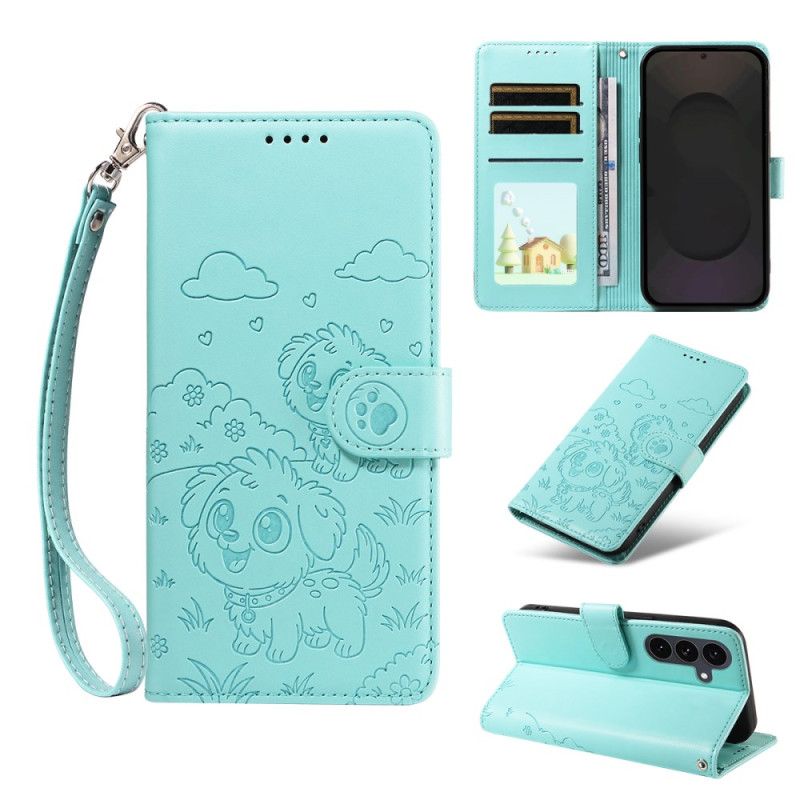 Leren Hoesje Voor Samsung Galaxy S25 Fe Rfid-blokkering En Hondenpatroon