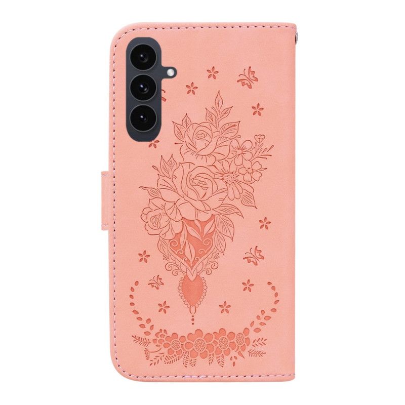 Leren Hoesje Voor Samsung Galaxy S25 Fe Rozenprint