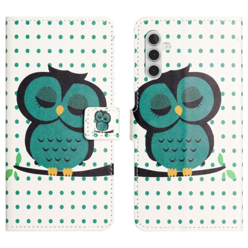 Leren Hoesje Voor Samsung Galaxy S25 Fe Slapende Uil