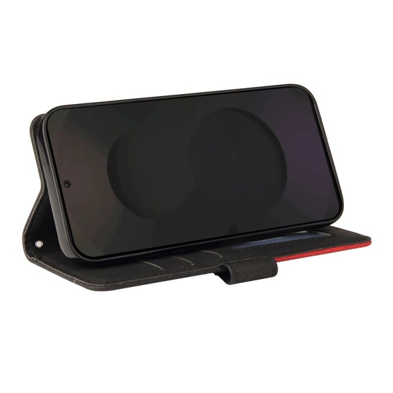 Leren Hoesje Voor Samsung Galaxy S25 Fe Tweekleurig Golvend Patroon