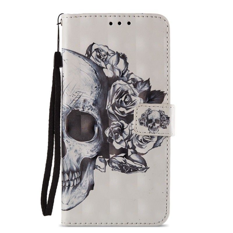 Cover Folio-hoesje Huawei P20 Pro Telefoonhoesje 3D Bloemenschedel