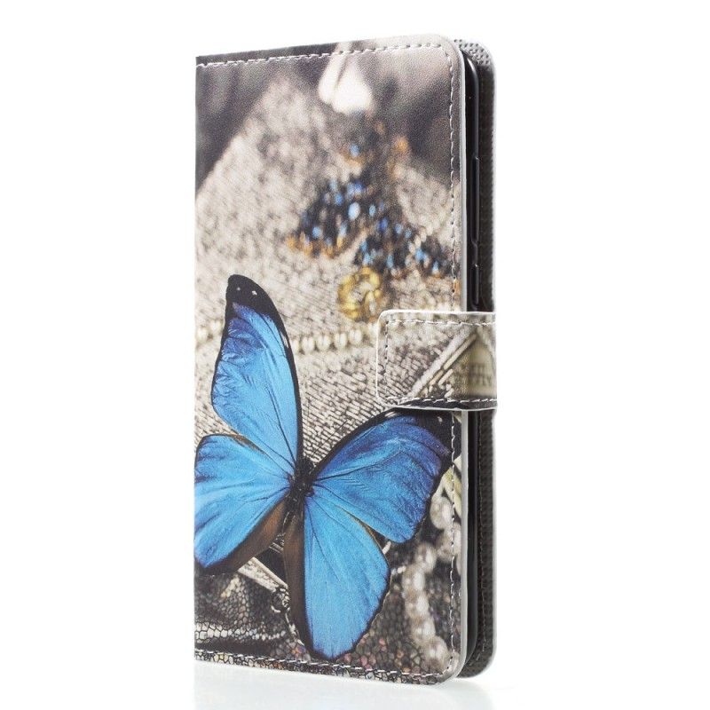 Flip Case Leren Huawei P20 Pro Blauwe Vlinder