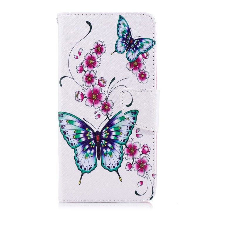 Flip Case Leren Huawei P20 Pro Prachtige Vlinders