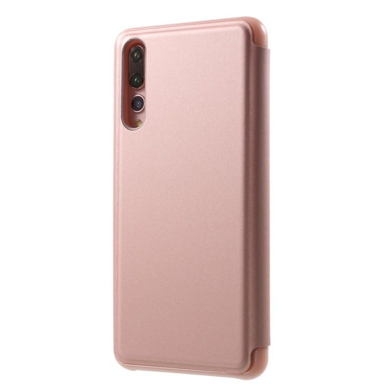 Folio-hoesje voor Huawei P20 Pro Donkerblauw Zwart Spiegel- En Leereffect