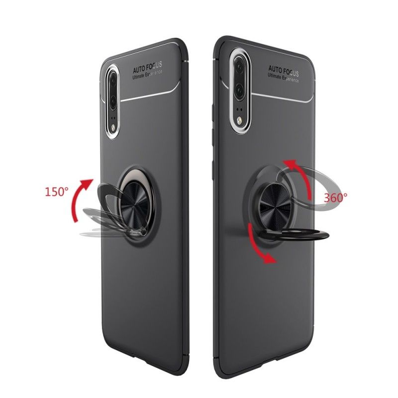 Hoesje Huawei P20 Pro Rood Zwart Roterende Ring