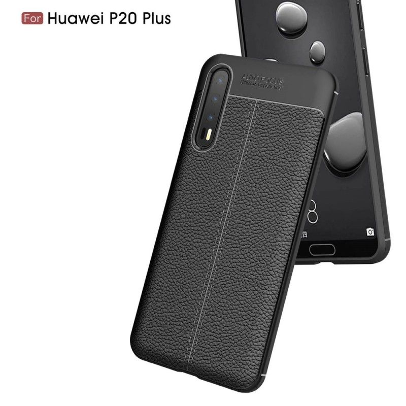 Hoesje voor Huawei P20 Pro Rood Zwart Dubbellijns Lychee Leereffect