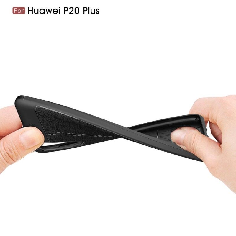 Hoesje voor Huawei P20 Pro Rood Zwart Dubbellijns Lychee Leereffect