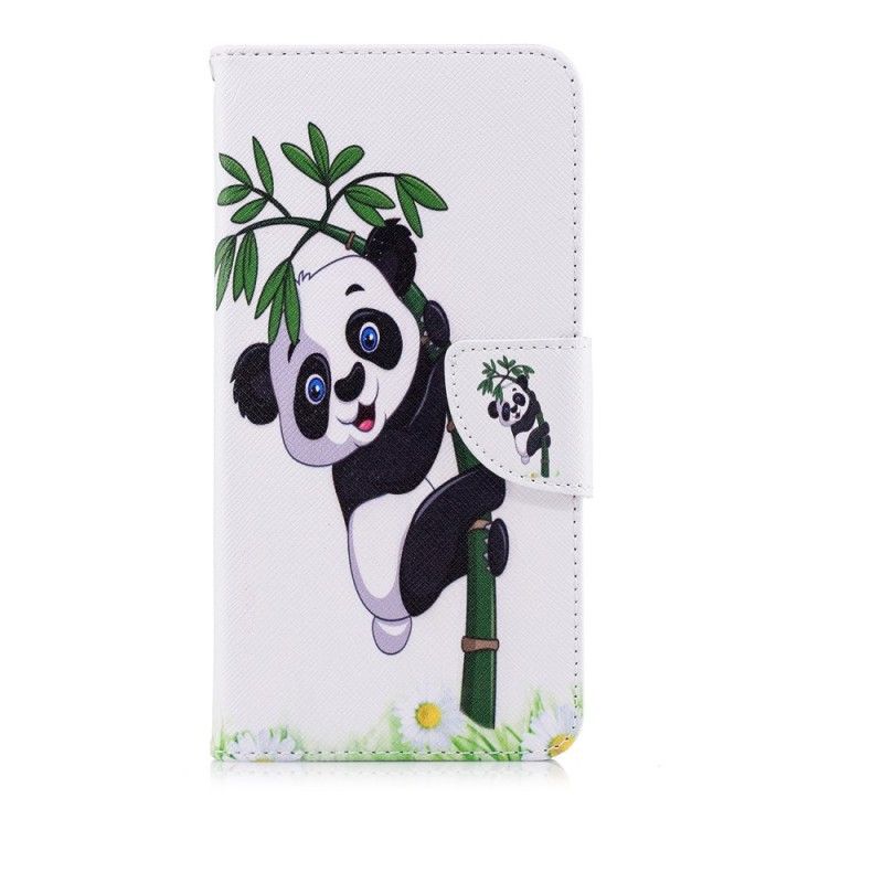 Leren Hoesje voor Huawei P20 Pro Panda Op Bamboe