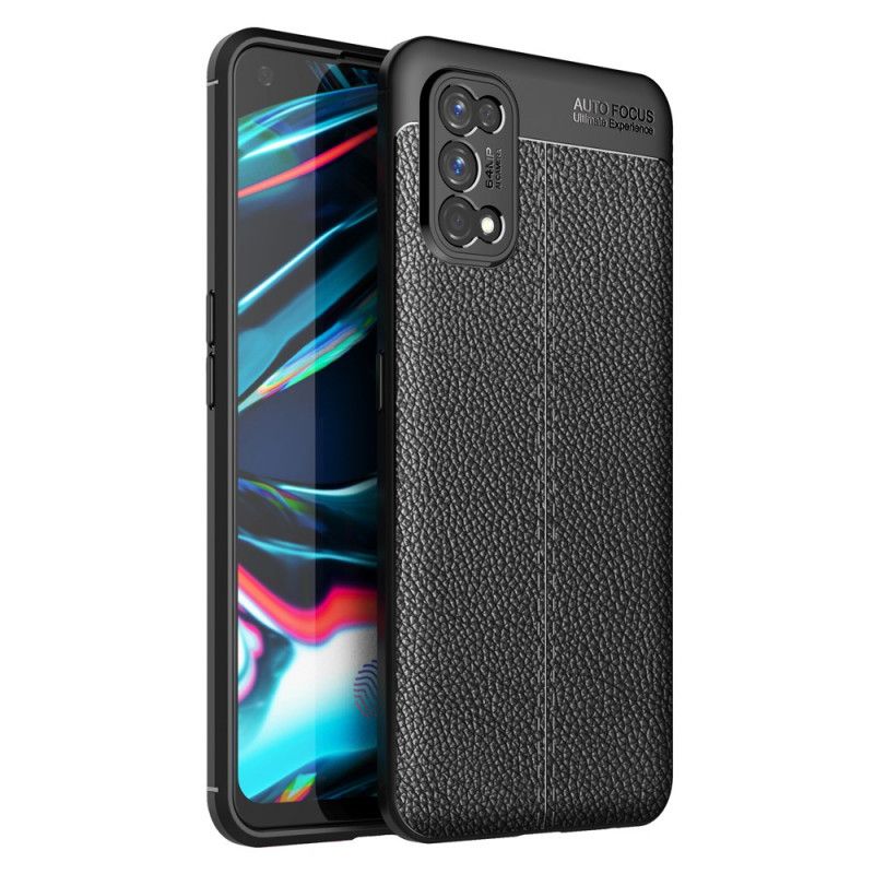 Case Hoesje Realme 7 Pro Rood Zwart Telefoonhoesje Dubbellijns Lychee Leereffect