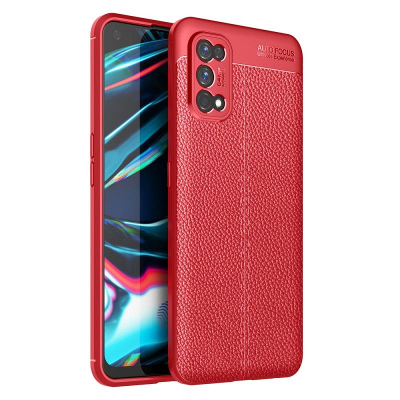 Case Hoesje Realme 7 Pro Rood Zwart Telefoonhoesje Dubbellijns Lychee Leereffect