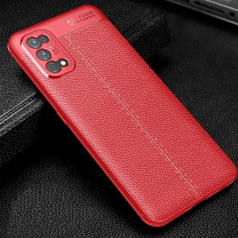 Case Hoesje Realme 7 Pro Rood Zwart Telefoonhoesje Dubbellijns Lychee Leereffect