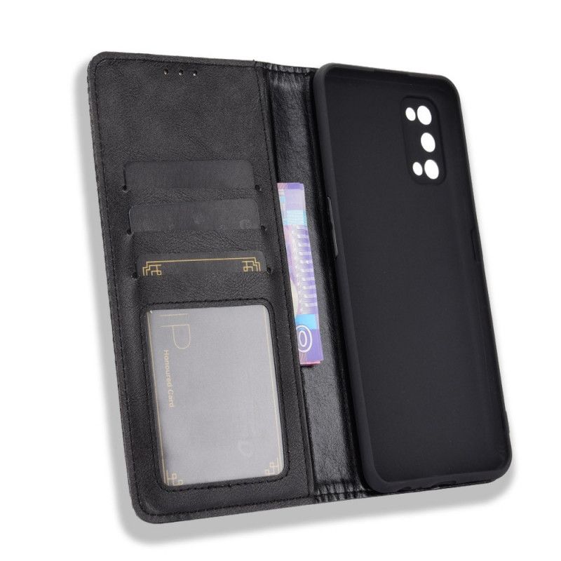 Folio-hoesje Realme 7 Pro Rood Zwart Gestileerd Vintage Leereffect