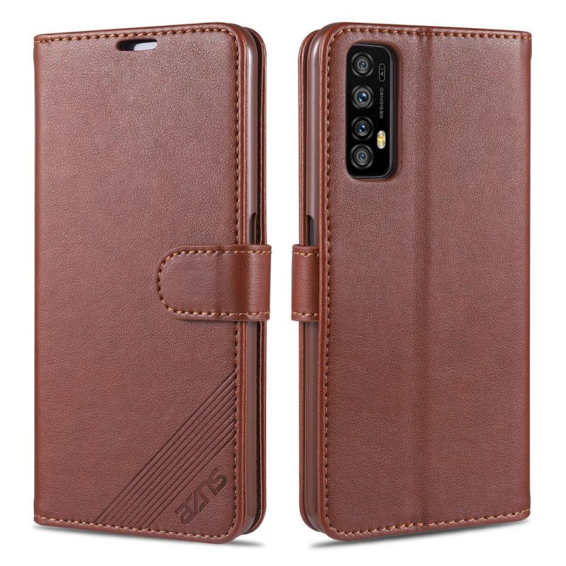 Leren Hoesje Realme 7 Pro Rood Zwart Azns Kunstleer