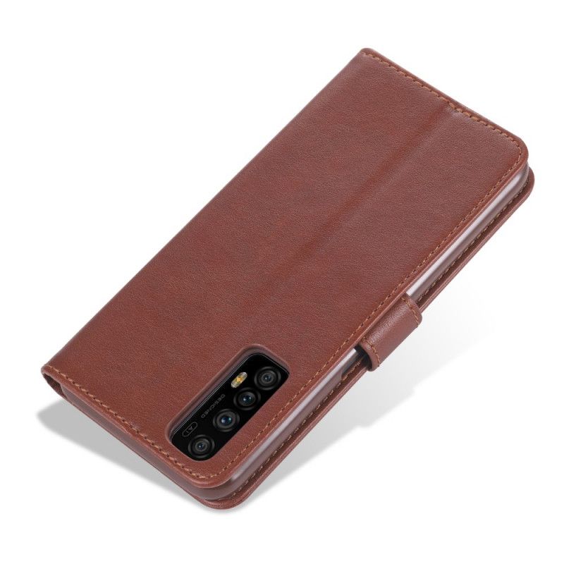Leren Hoesje Realme 7 Pro Rood Zwart Azns Kunstleer