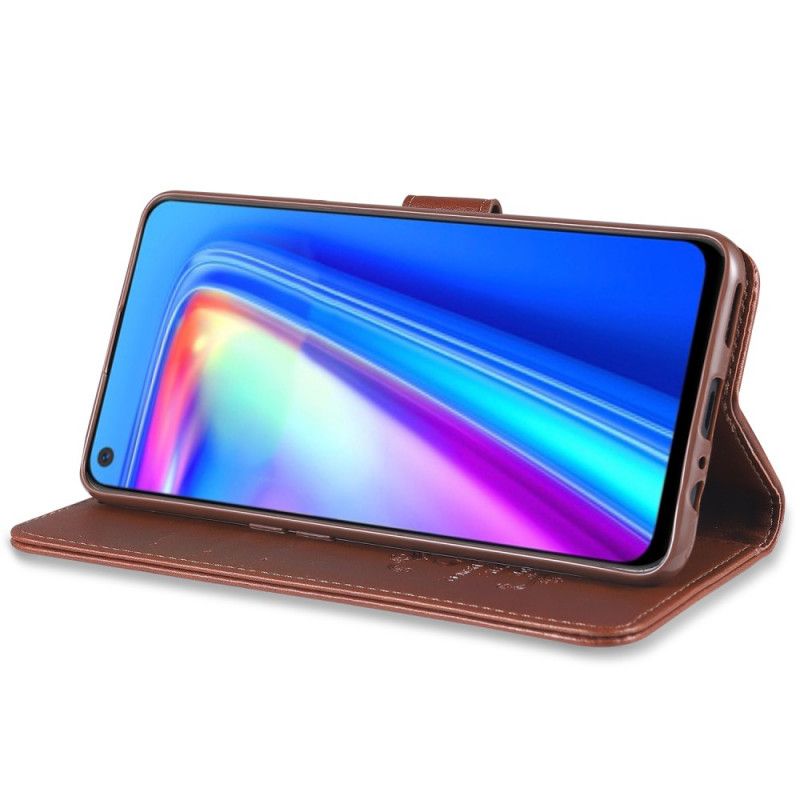 Leren Hoesje Realme 7 Pro Rood Zwart Azns Kunstleer