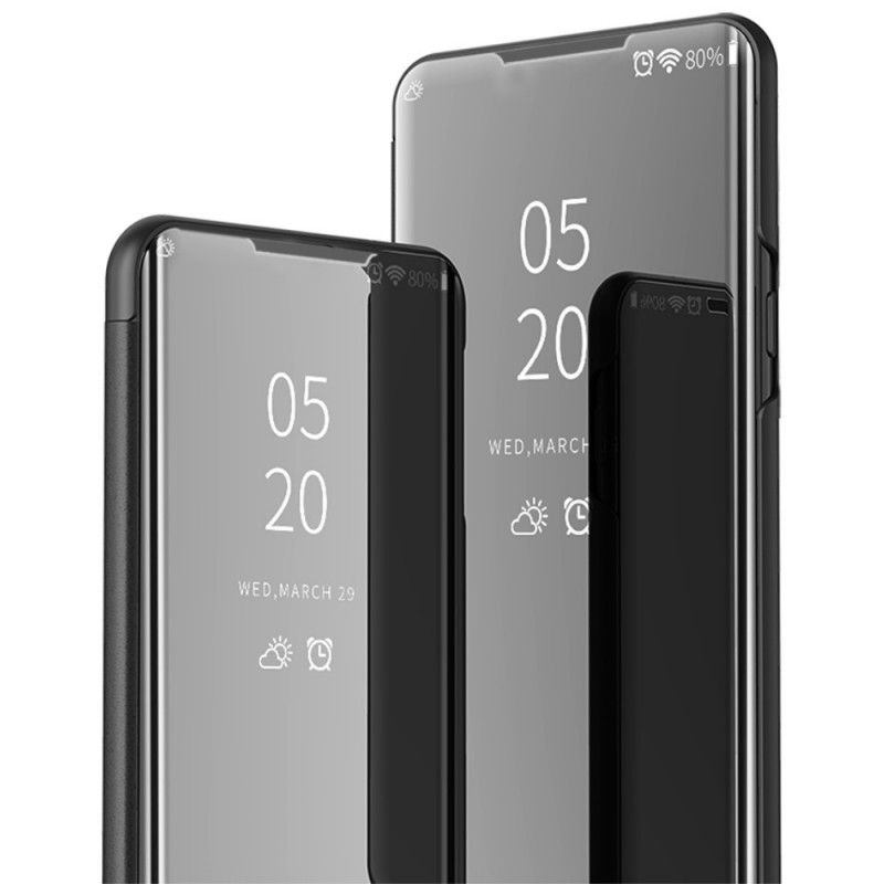 Zichtafdekking Realme 7 Pro Donkerblauw Zwart Spiegel En Kunstleer