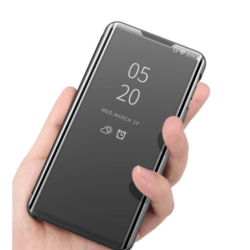Zichtafdekking Realme 7 Pro Donkerblauw Zwart Spiegel En Kunstleer