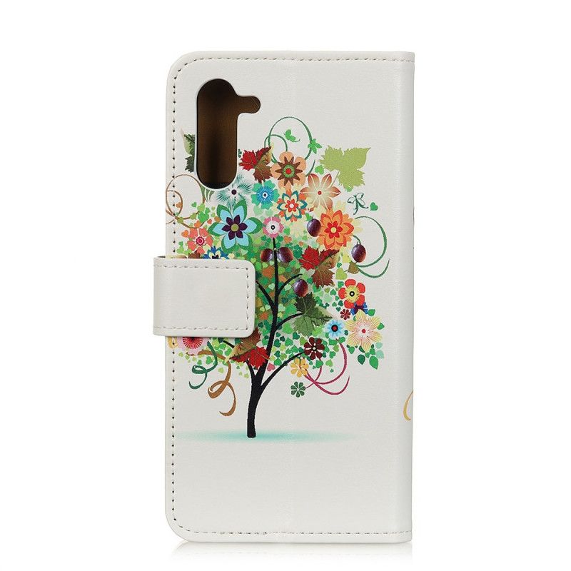 Bescherming Hoesje Samsung Galaxy Note 10 Lichtblauw Bloeiende Boom
