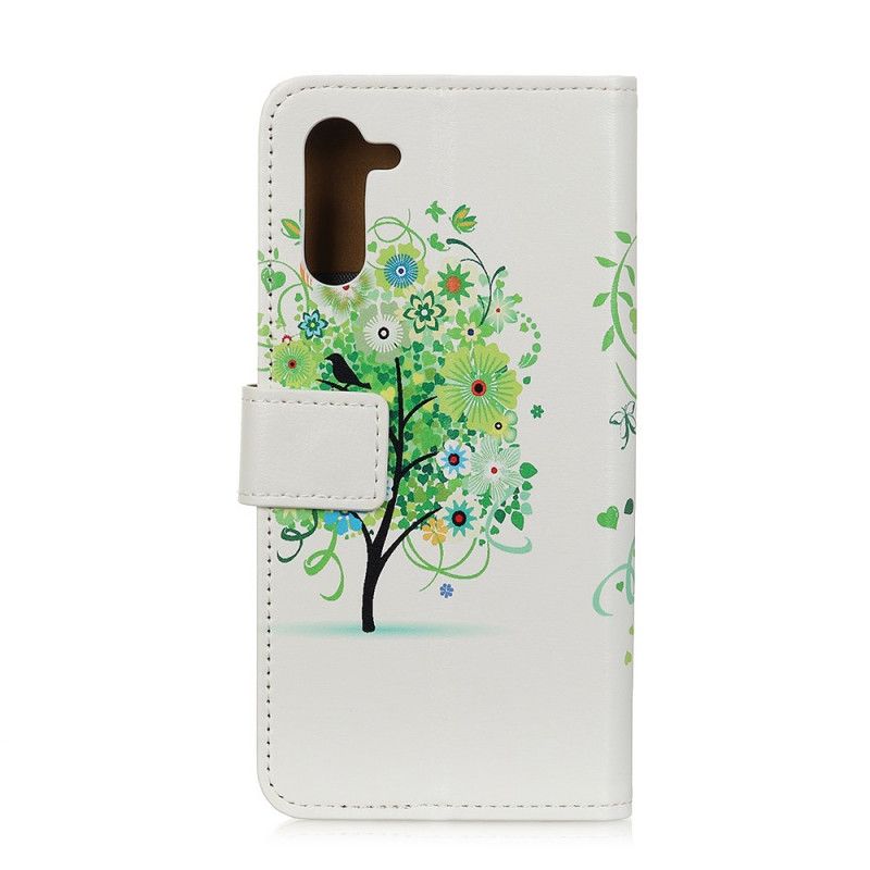 Bescherming Hoesje Samsung Galaxy Note 10 Lichtblauw Bloeiende Boom