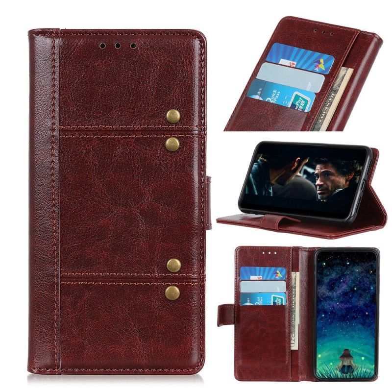 Cover Folio-hoesje Samsung Galaxy Note 10 Rood Telefoonhoesje Antiek Leereffect