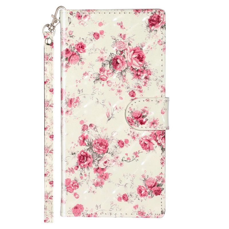 Cover Folio-hoesje Samsung Galaxy Note 10 Telefoonhoesje Bloemen Lichtvlekjes Met Riempje