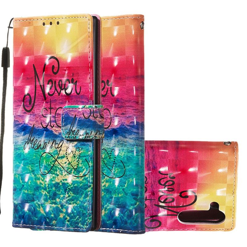 Cover Folio-hoesje Samsung Galaxy Note 10 Telefoonhoesje Stop Nooit Met Dromen