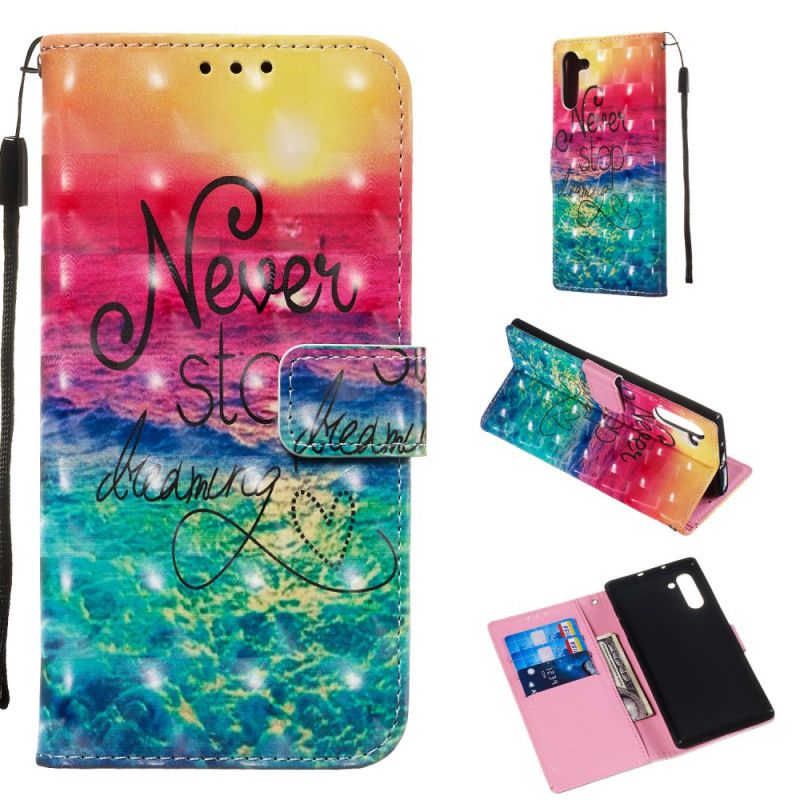 Cover Folio-hoesje Samsung Galaxy Note 10 Telefoonhoesje Stop Nooit Met Dromen