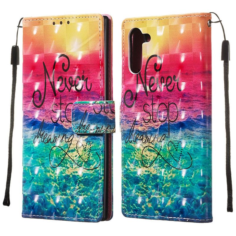 Cover Folio-hoesje Samsung Galaxy Note 10 Telefoonhoesje Stop Nooit Met Dromen